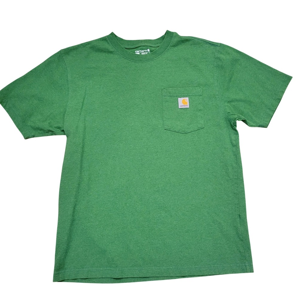 Carhartt M T Shirt Green Short Sleeve Pocket Loose Fit K87 Work Rugged Earthy